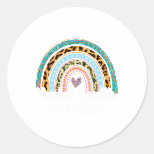 Health Problems Leopard Print Boho Rainbow Awarene Classic Round Sticker