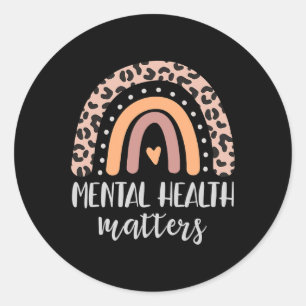 Health Problems Leopard Print Boho Rainbow Awarene Classic Round Sticker