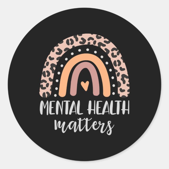 Health Problems Leopard Print Boho Rainbow Awarene Classic Round Sticker (Front)