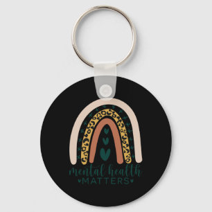 Health Problems Leopard Print Boho Rainbow Awarene Key Ring