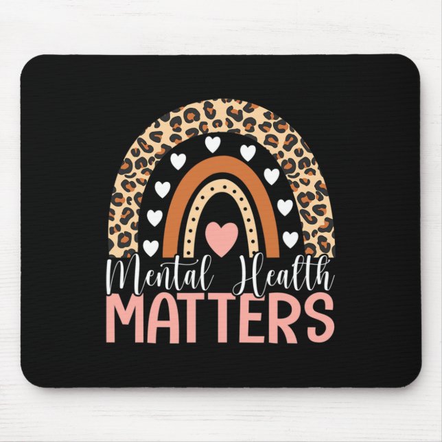 Health Problems Leopard Print Boho Rainbow Awarene Mouse Mat (Front)