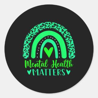 Health Problems Mental Awareness Leopard Rainbow W Classic Round Sticker