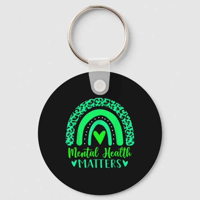 Health Problems Mental Awareness Leopard Rainbow W Key Ring (Front)