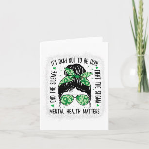 Health Problems Messy Bun Mental Health Awareness  Card