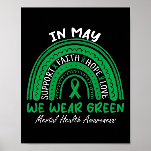 Health Problems We Wear Green Mental Health Awaren Poster (Front)