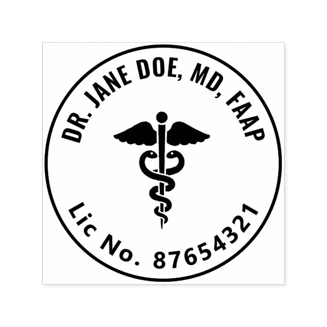 Health Professional Medical Doctor Simple Caduceus Self-inking Stamp (Design)
