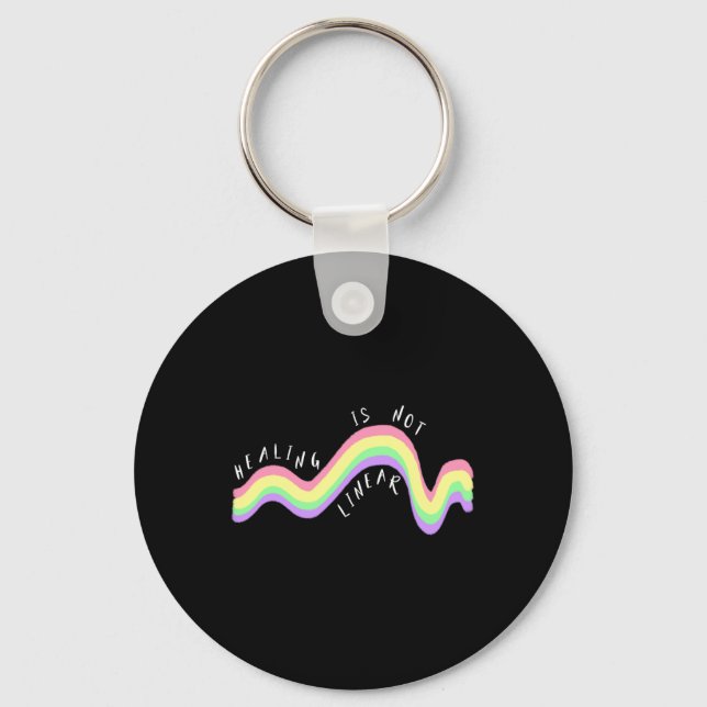 Health Quote Healing Is Not Linear Rainbow  Key Ring (Front)