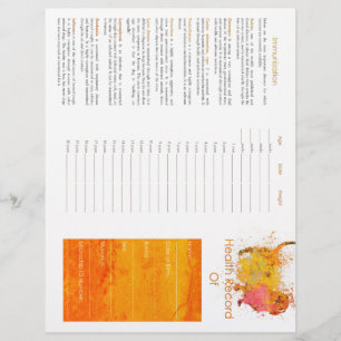 Health Records Watercolor Dog - Orange