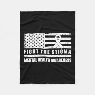 Health Ribbon Usa Flag We Wear Green Mental Health Fleece Blanket