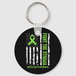 Health Ribbon Usa Flag We Wear Green Mental Health Key Ring