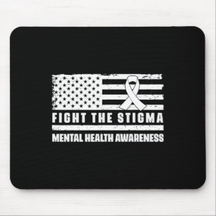 Health Ribbon Usa Flag We Wear Green Mental Health Mouse Mat