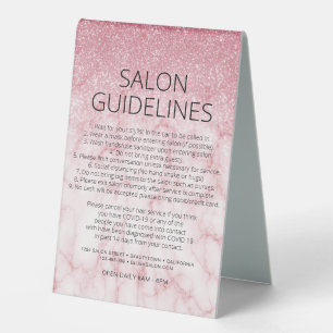 Health Safety Rose Gold Glitter Marble Salon Covid