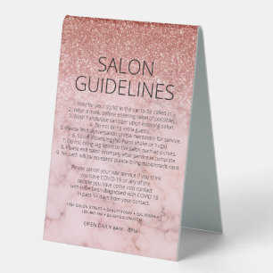 Health Safety Rose Gold Glitter Marble Salon Covid