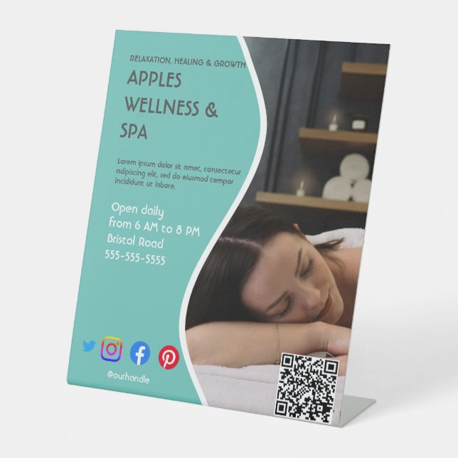 health spa poster flyer wellness centre gym fit pedestal sign (Front)