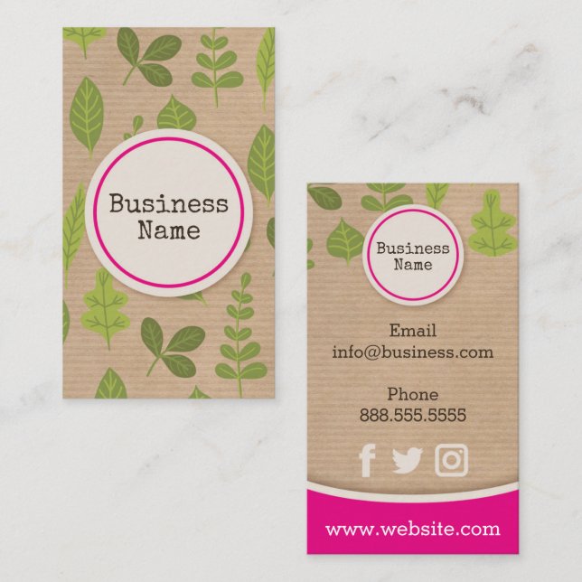 Health Store Kraft Paper Nature Business Card (Front/Back)