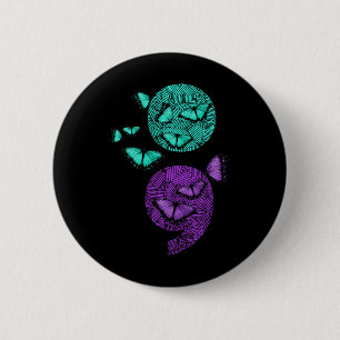 Health Suicide Awareness Semicolon Butterflies 6 Cm Round Badge