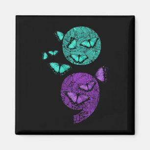 Health Suicide Awareness Semicolon Butterflies Magnet