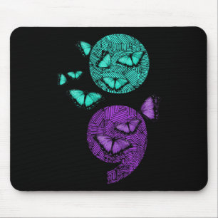 Health Suicide Awareness Semicolon Butterflies Mouse Mat