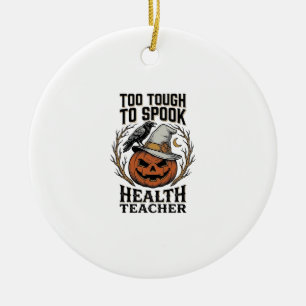 Health Teacher Halloween Shirt Vintage Engraved Pu Ceramic Tree Decoration