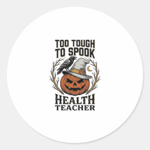 Health Teacher Halloween Shirt Vintage Engraved Pu Classic Round Sticker