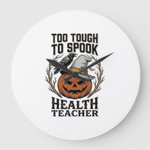 Health Teacher Halloween Shirt Vintage Engraved Pu Large Clock