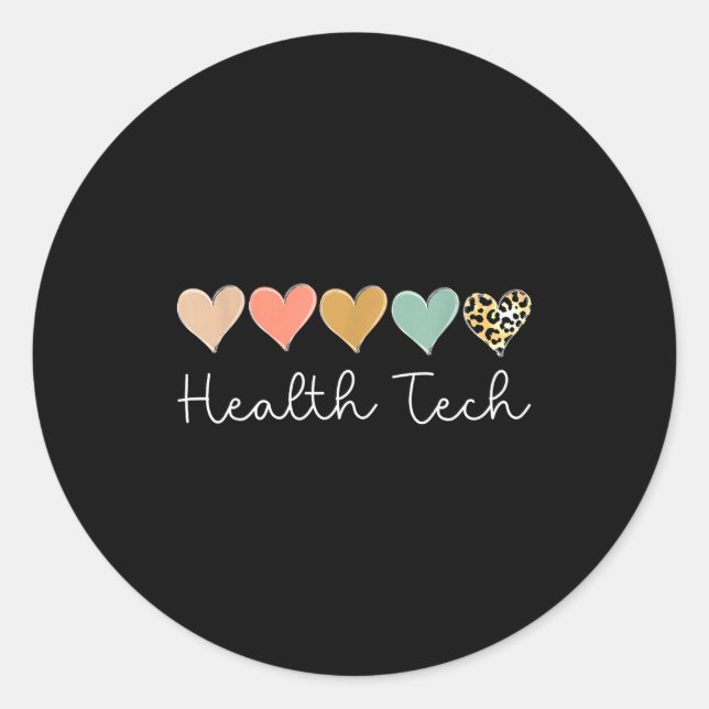 Health Tech Heart, School Clinic Squad Valentine's Classic Round Sticker (Front)
