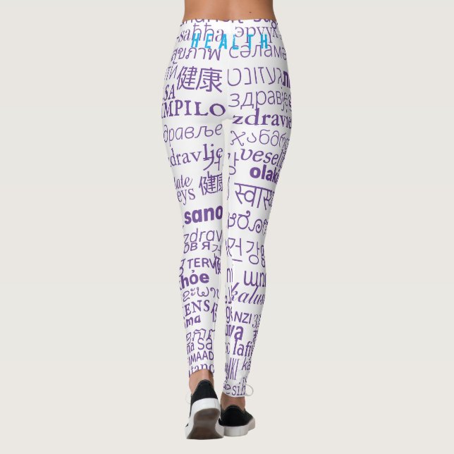 Health Text Purple White Leggings or Choose Colour (Back)