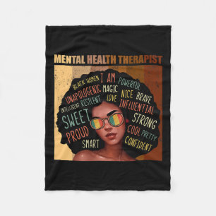 Health Therapist Afro Women Black History Month  Fleece Blanket