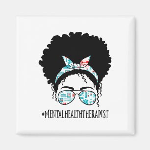 Health Therapist Black Afro Messy Bun African Wome Magnet