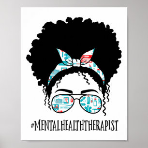Health Therapist Black Afro Messy Bun African Wome Poster