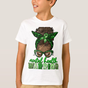 Health Warrior Awareness Month Messy Bun Black Wom T-Shirt