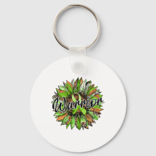 Health Warrior Leopard Sunflower Green Ribbon Retr Key Ring