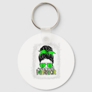 Health Warrior Messy Bun Mental Health Awareness Key Ring