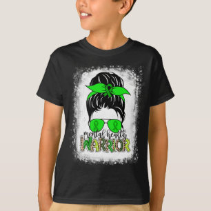Health Warrior Messy Bun Mental Health Awareness T-Shirt