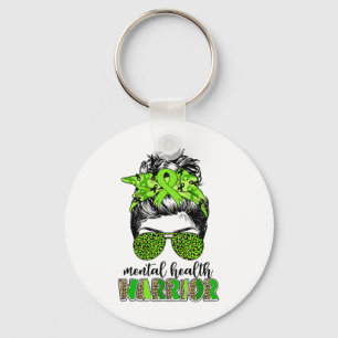 Health Warrior Messy Bun Mental Health Problems 1 Key Ring