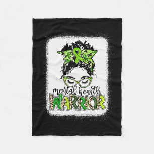 Health Warrior Messy Bun Mental Health Problems Fleece Blanket