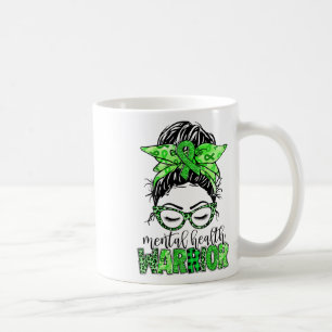 Health Warrior Messy Bun Woman Neurodiversity Emot Coffee Mug