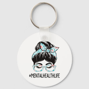 Health Week Appreciation Day Women Messy Bun For W Key Ring