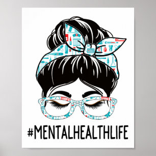 Health Week Appreciation Day Women Messy Bun For W Poster