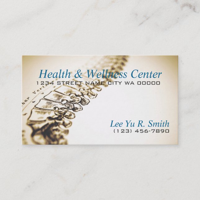 Health & Wellness Clinic, Chiropractic Care Business Card (Front)