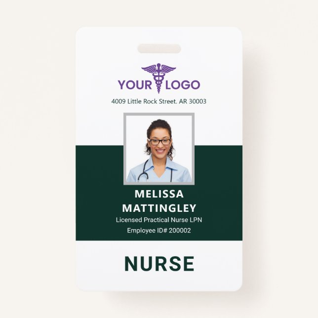 Healthcare Business Logo Employees Photo ID Custom ID Badge (Front)