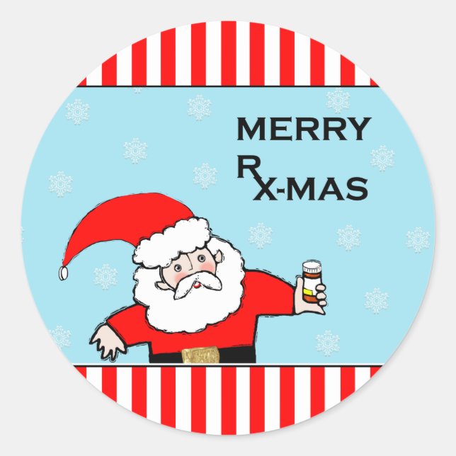 Healthcare Christmas Holiday Classic Round Sticker (Front)