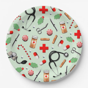 Healthcare Christmas Holiday Party Paper Plate