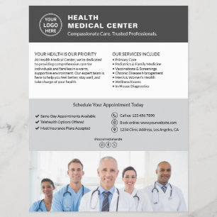 Healthcare Clinic Doctor Custom Logo Gray Flyer