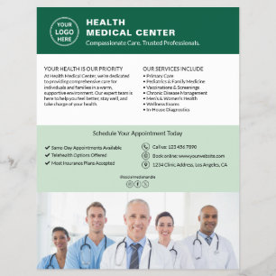 Healthcare Clinic Doctor Custom Logo Green Flyer