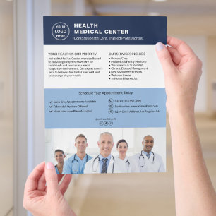 Healthcare Clinic Doctor Custom Logo Navy Blue  Flyer