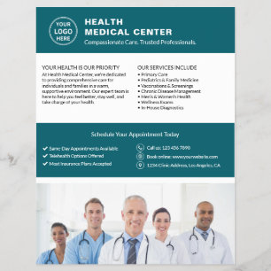 Healthcare Clinic Doctor Custom Logo Photo QR Flyer