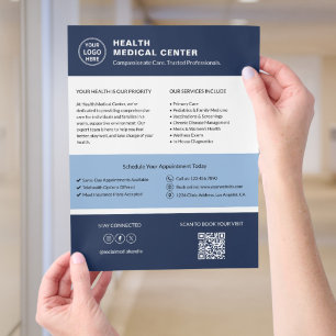 Healthcare Clinic Doctor Custom Logo QR Code  Flyer