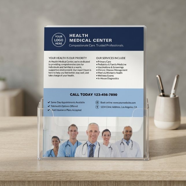 Healthcare Clinic Doctor Logo Photo QR Code  Flyer (Healthcare Clinic Doctor Logo Photo QR Code Flyer)