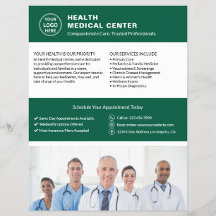 Healthcare Clinic Doctor Logo Photo QR Green Flyer